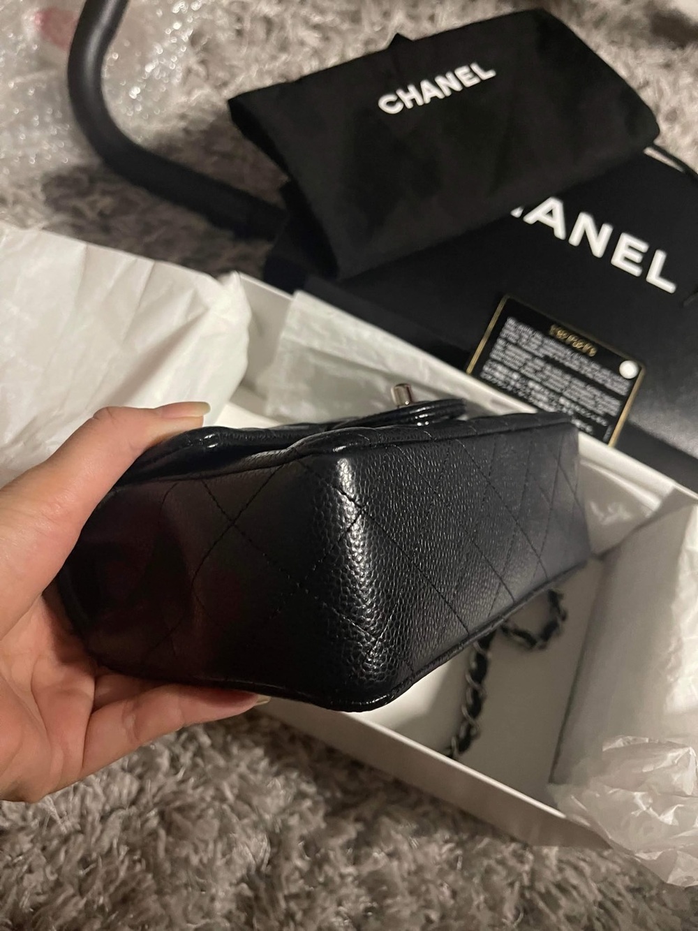 CHANEL Black Quilted Caviar Leather Mini Flap Crossbody - Picture 4 of 9